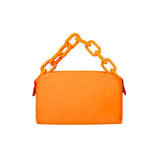 Catena Tangerine Two Sided Bag featuring a vibrant orange finish and stylish chain handle.
