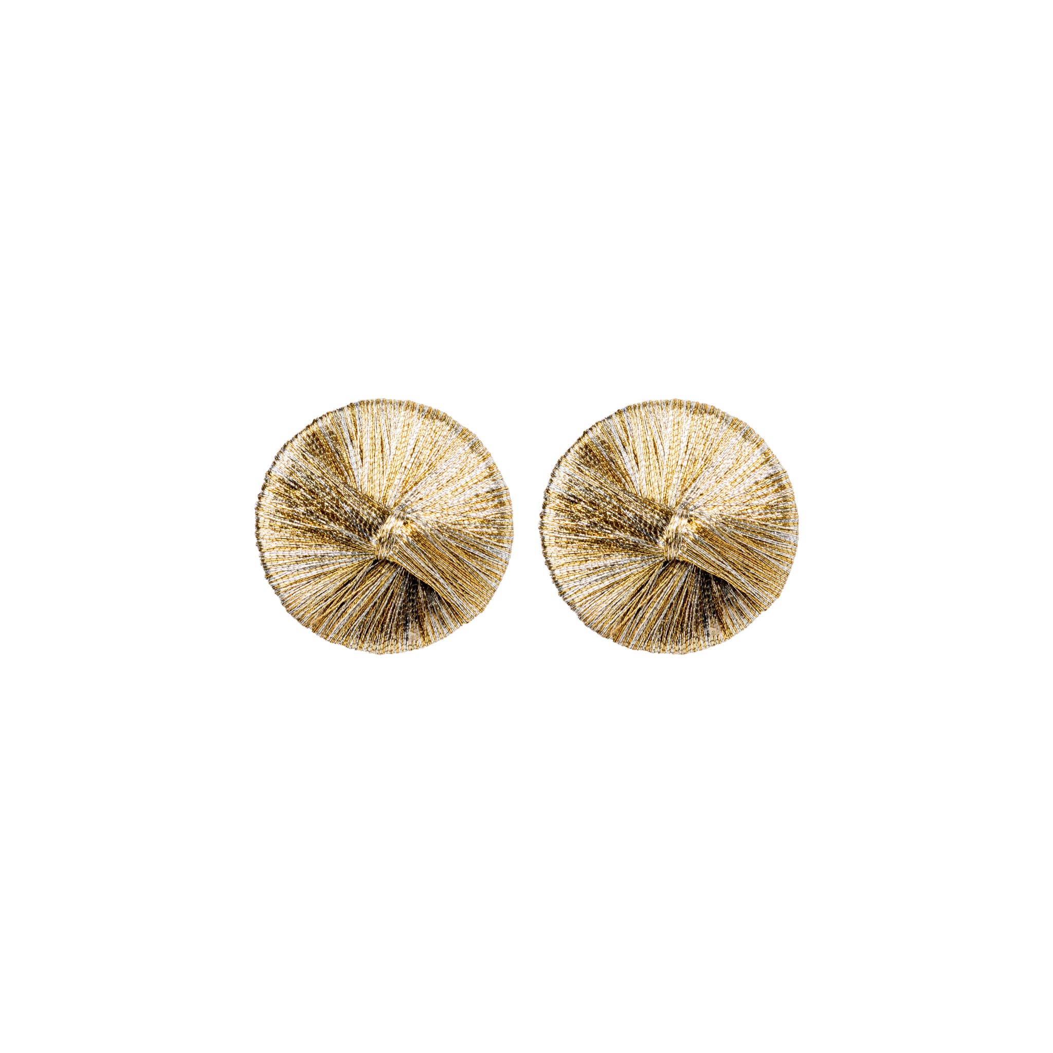Gold Silver Single Alessa Earring featuring handcrafted metallic thread in a refined circular design.