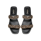 Ronda Black Flat Two Straps Sandal