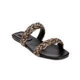 Ronda Black Flat Two Straps Sandal