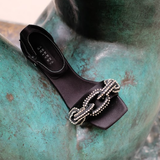 Catena Black & Glam High-Heel Ankle Sandal
