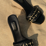 Almeria Black Wedge Sandal