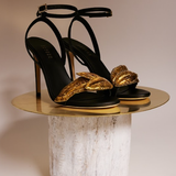 Valeria Black High-Heel Ankle Cross Sandal
