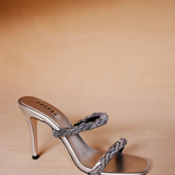 Roxana Silver High-Heel Two Straps Sandal