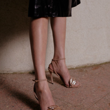 Valeria Praline High-Heel Ankle Cross Sandal