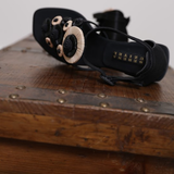 Alessa Black Flat Ankle Toe Sandal