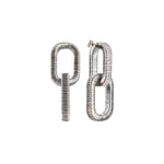 Catena Two Chain Antique Silver Earring designed with metallic threads and intricate hand-wrapping technique.