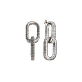 Catena Two Chain Antique Silver Earring designed with metallic threads and intricate hand-wrapping technique.