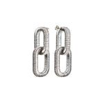 Catena Two Chain Antique Silver Earring, metallic threads with hand-wrapping technique, elegant silhouette.