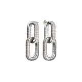 Catena Two Chain Antique Silver Earring, metallic threads with hand-wrapping technique, elegant silhouette.