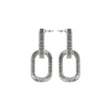 Catena Two Chain Antique Silver Earring showcasing intricate hand-wrapping technique and refined silhouette.