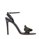 Mirales Black High-Heel Ankle Cross Sandal