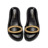 Naria Black & Antique Gold Comfort Slides