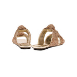 Back view of Rhea Sahara 2 Knot Sandal with metallic crochet leather straps and cushioned leather sole.