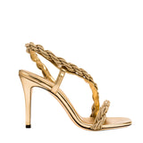 Roxana Gold High-Heel Asymmetric Sandal