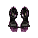 Roxana Disco High-Heel Ankle Sandal in iridescent leather with braided straps, showcasing a 90mm stiletto heel.