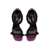 Roxana Disco High-Heel Ankle Sandal in iridescent leather with braided straps, showcasing a 90mm stiletto heel.