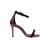 Roxana Disco High-Heel Ankle Sandal in iridescent leather with braided straps, set on a 90mm stiletto heel.