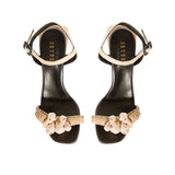 Taurea Natural Wedge Ankle Sandal with raffia, stone accents and braided jute rope for summer elegance.