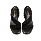 Ronda Black Flat Asymmetric Sandal