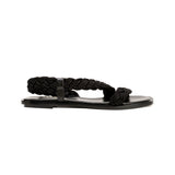 Ronda Black Flat Asymmetric Sandal
