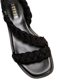 Ronda Black Flat Asymmetric Sandal