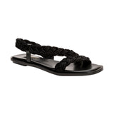 Ronda Black Flat Asymmetric Sandal