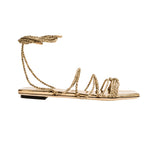 Ophilia Gold Flat Lace-Up Sandal